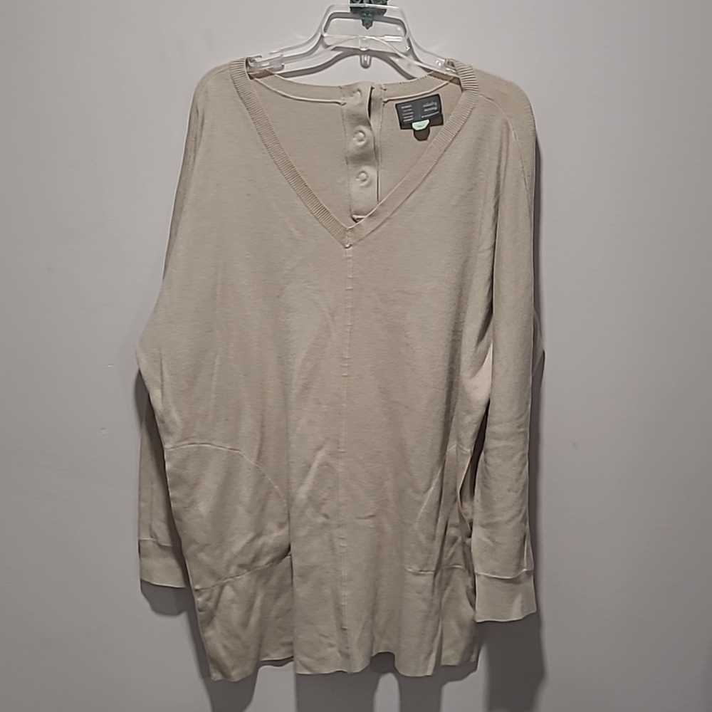 Anthropologie Saturday Sunday oversized large petite tan sweater with pockets